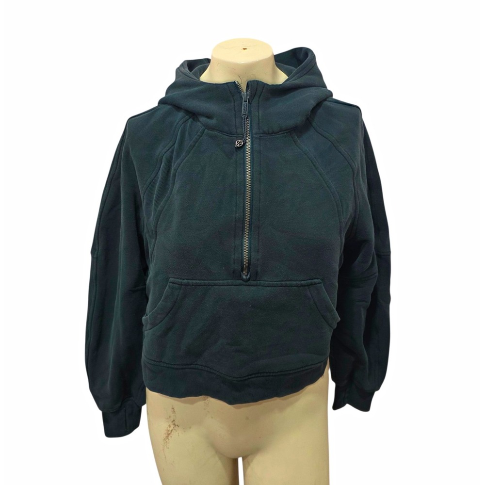 Lululemon Scuba Half Zip Hoodie Charcoal Kangaroo Pocket Womens 6/8 Pullover Top